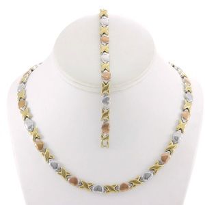 Multi Color Stainless Steel Hug & Kisses Necklace and Bracelet Set